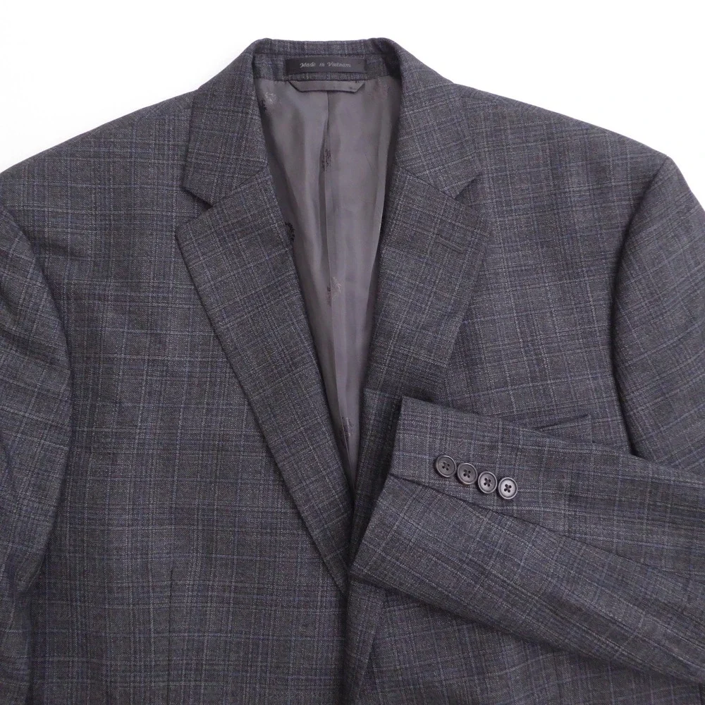 Lauren Ralph Lauren Black Label Mens Sport Coat Gray Plaid 2 Button Blazer 44L